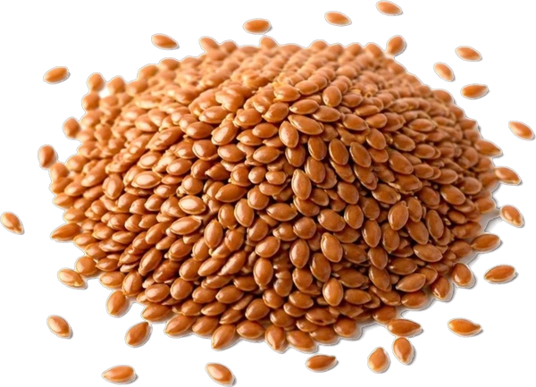 A pile of golden flax seeds